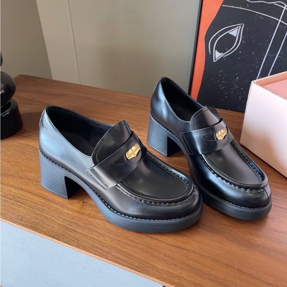 Miu Miu Black Leather Loafers - Picture 2 of 7